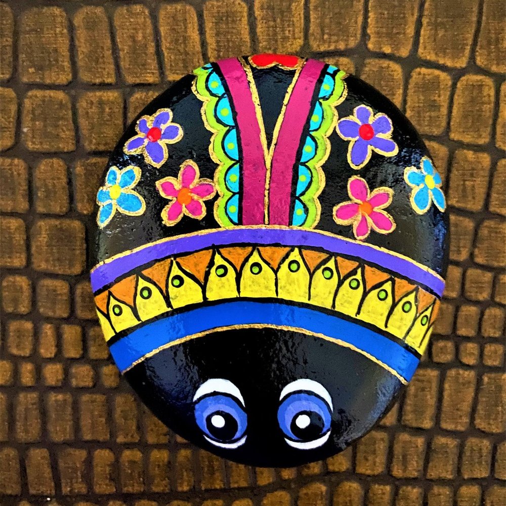 New Hand Painted Boho Bug Stone